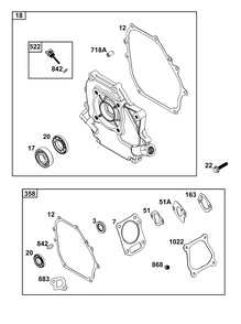 Crankcase Cover/Sump Group Diagram and Parts List for 83132-1172-H5  Briggs and Stratton Engine